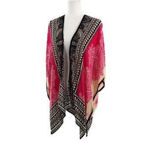 Chico's Kimono Cover Up Womens S/M Multi Boho Eclectic Beach Resort Vacay Cruise